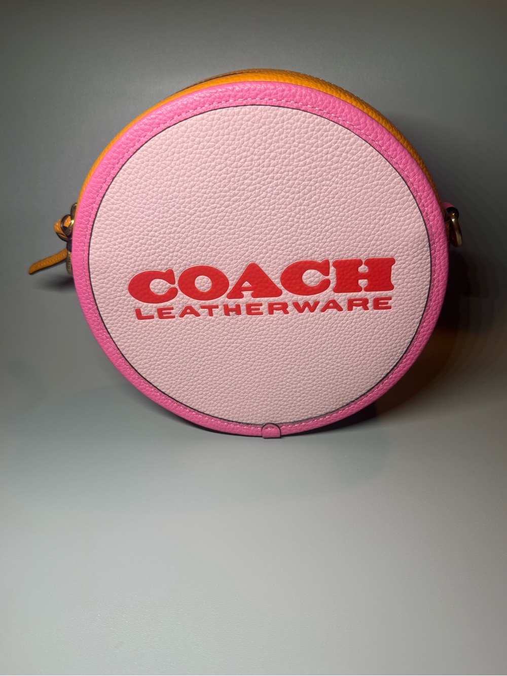 Coach Round Pink and Yellow Leather Crossbody - Picture 3 of 10